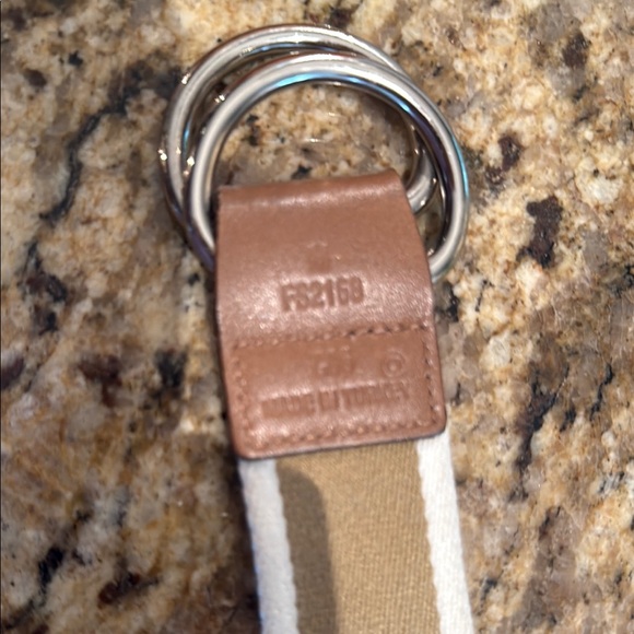 Coach Tan and Cream Canvas Belt with Silver Buckle - Picture 3 of 6